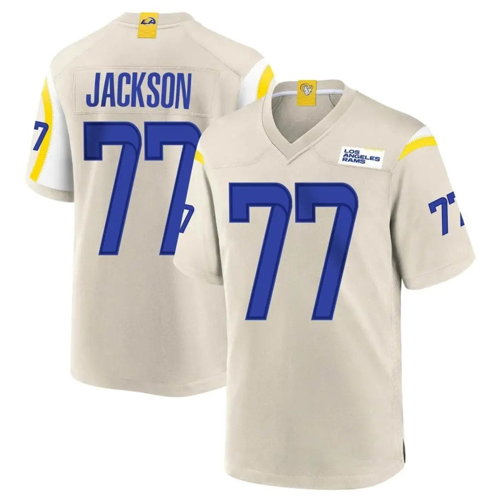 Yuxns LA.Rams #77 Alaric Jackson Player Bone Home Game Stitched Jerseys