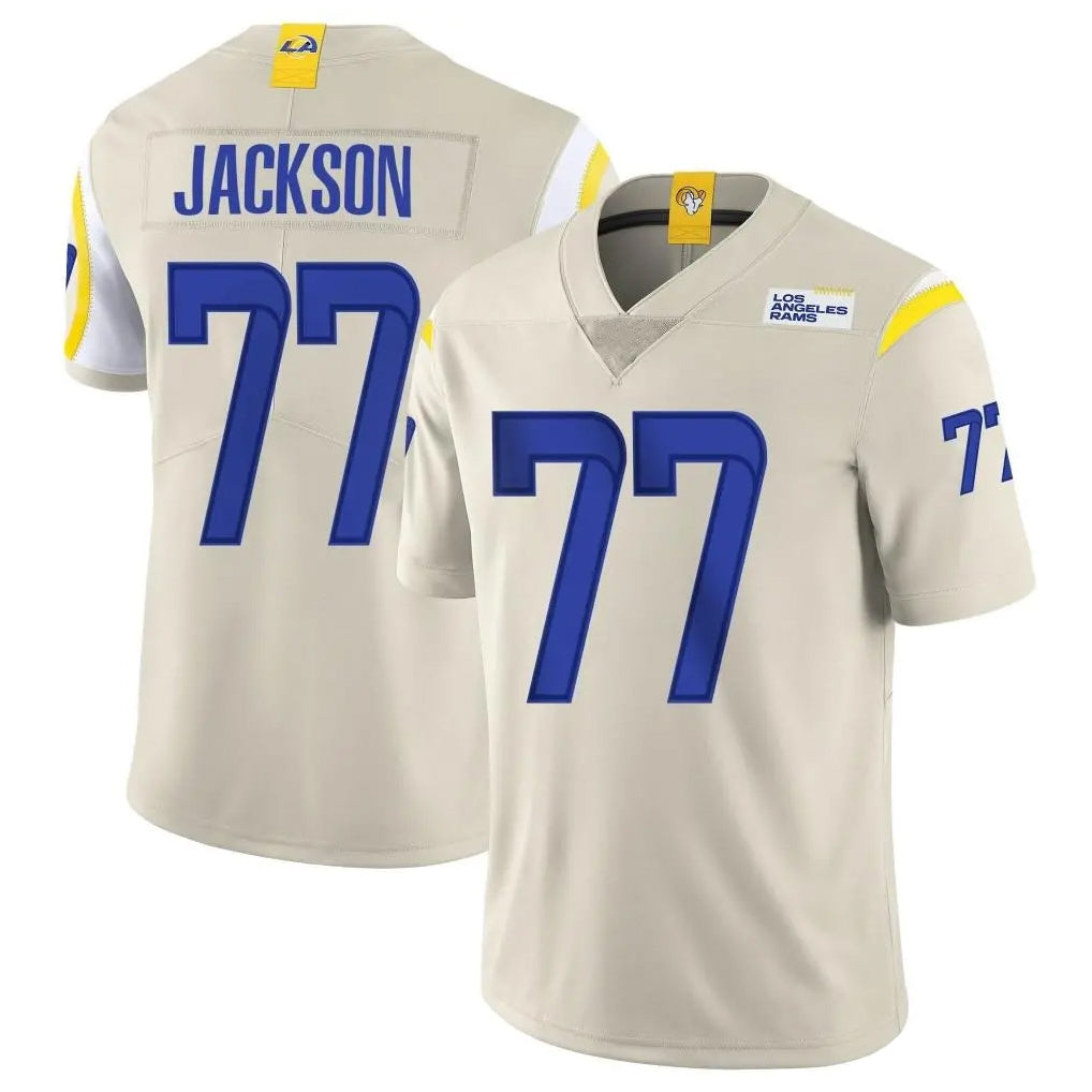 Yuxns LA.Rams #77 Alaric Jackson Player Bone Limited Vapor Home Game Stitched Jerseys