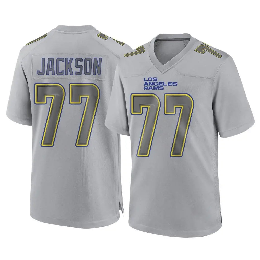 Yuxns LA.Rams #77 Alaric Jackson Player Gray Atmosphere Fashion Home Game Stitched Jerseys