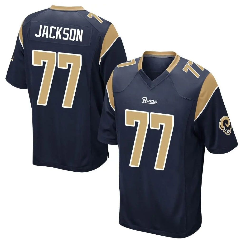 Yuxns LA.Rams #77 Alaric Jackson Player Navy Home Game Stitched Jerseys