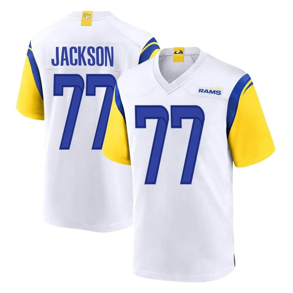 Yuxns LA.Rams #77 Alaric Jackson Player White Home Game Stitched Jerseys