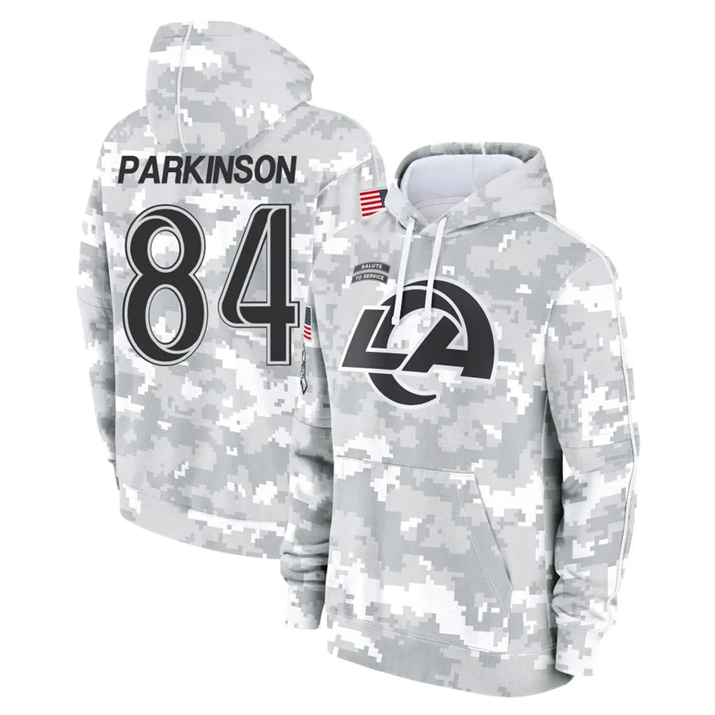 Yuxns LA.Rams #84 Colby Parkinson Player Arctic Camo Salute to Service Hoodies Limited Game Stitched Jerseys