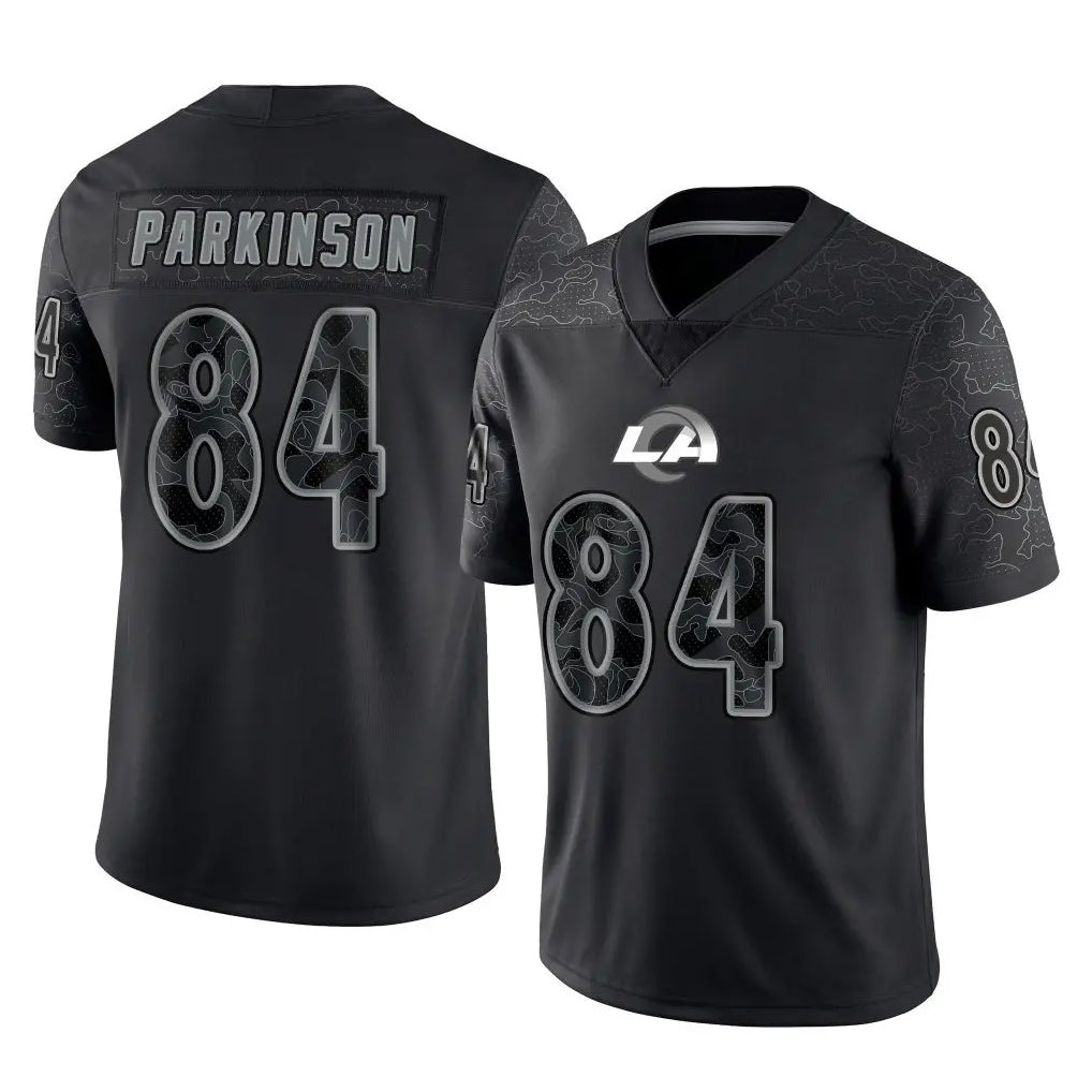 Yuxns LA.Rams #84 Colby Parkinson Player Black Limited Reflective Home Game Stitched Jerseys