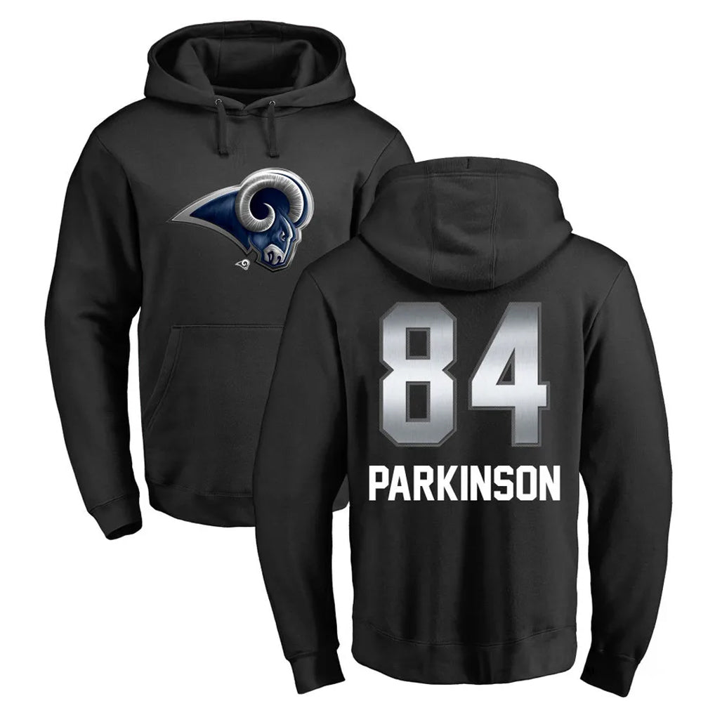 Yuxns LA.Rams #84 Colby Parkinson Player Black Pullover Hoodie Limited Game Stitched Jerseys