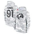 Yuxns LA.Rams #91 Kobie Turner Player Arctic Camo Salute to Service Hoodies Limited Game Stitched Jerseys