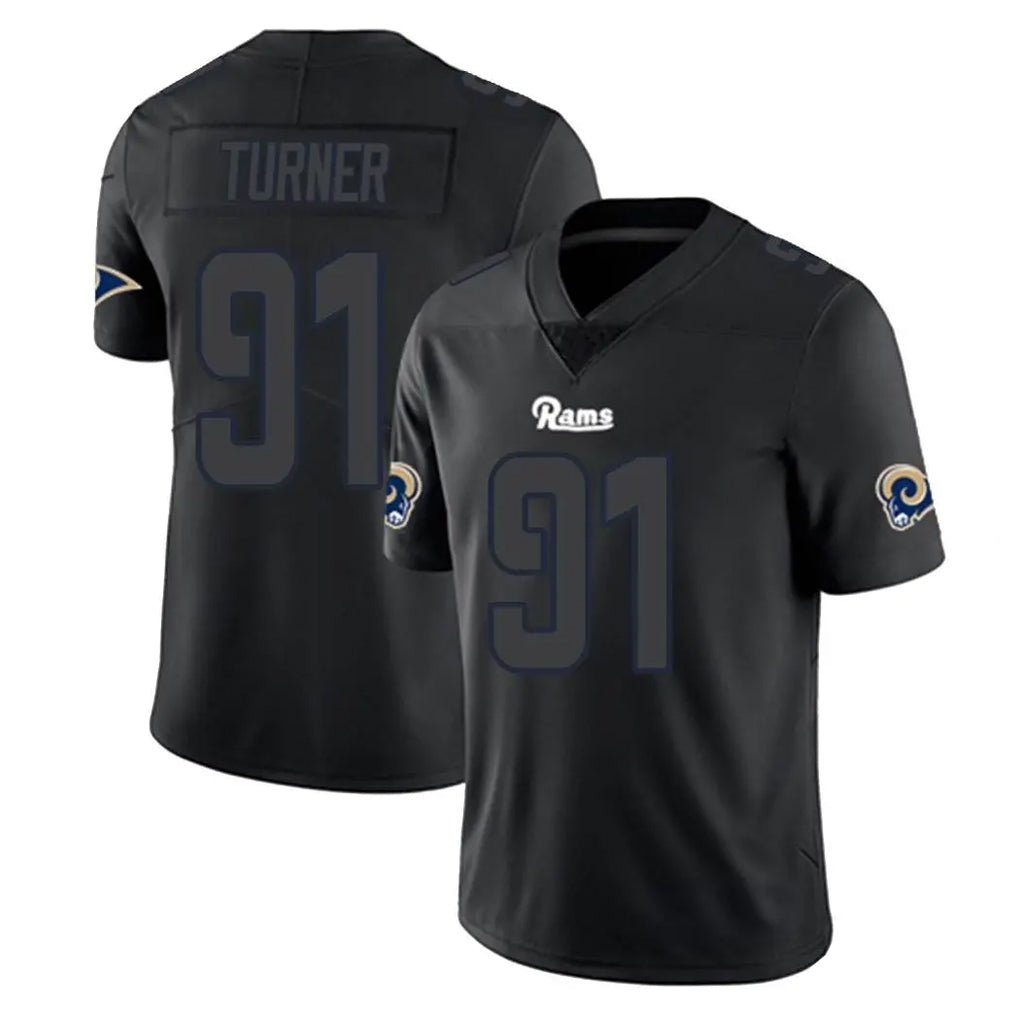 Yuxns LA.Rams #91 Kobie Turner Player Black Impact Limited Home Game Stitched Jerseys