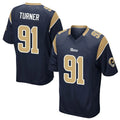 Yuxns LA.Rams #91 Kobie Turner Player Navy Home Game Stitched Jerseys