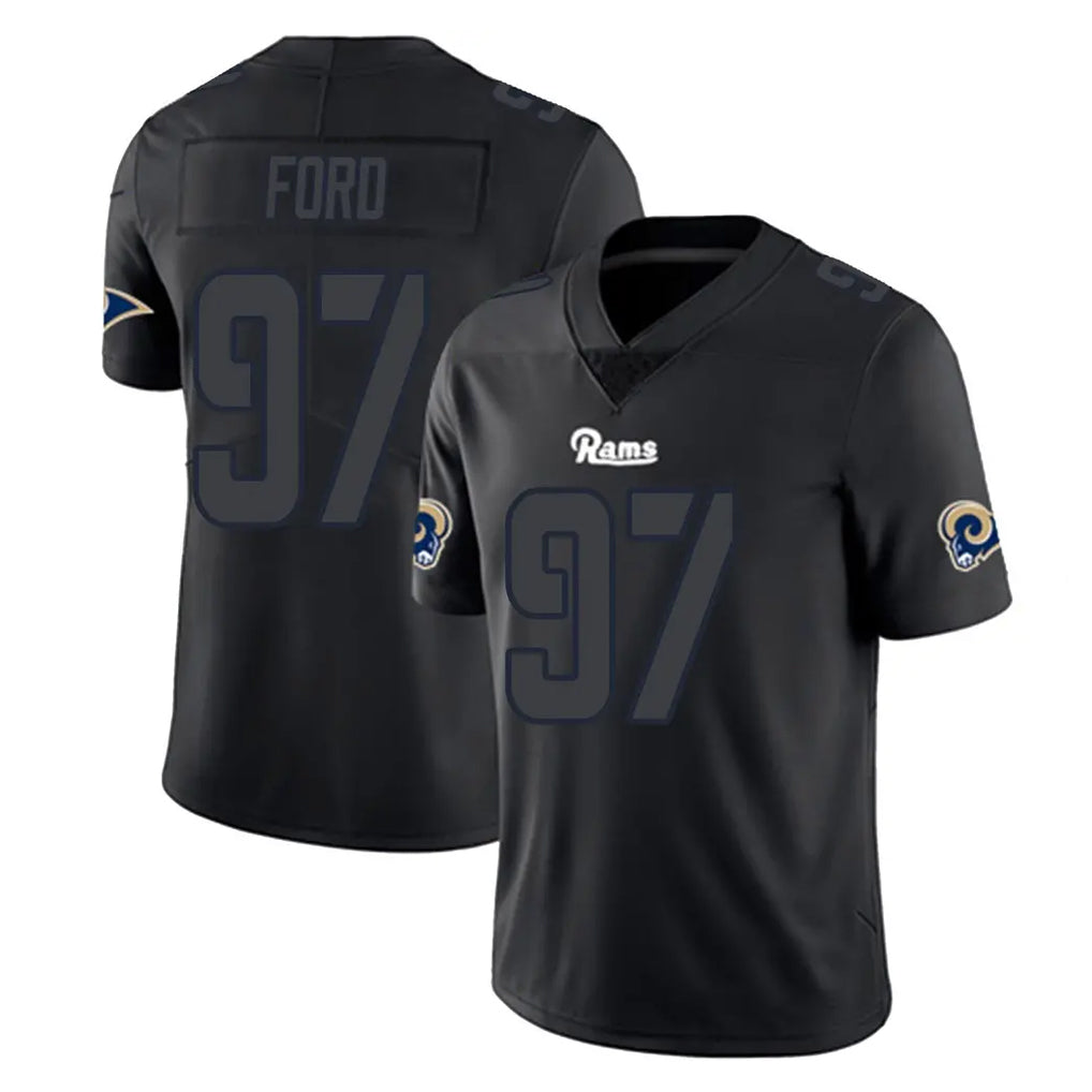 Yuxns LA.Rams #97 Poona Ford Player Black Impact Limited Home Game Stitched Jerseys