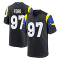 Yuxns LA.Rams #97 Poona Ford Player Black Midnight Rivalries Collection Home Game Stitched Jerseys