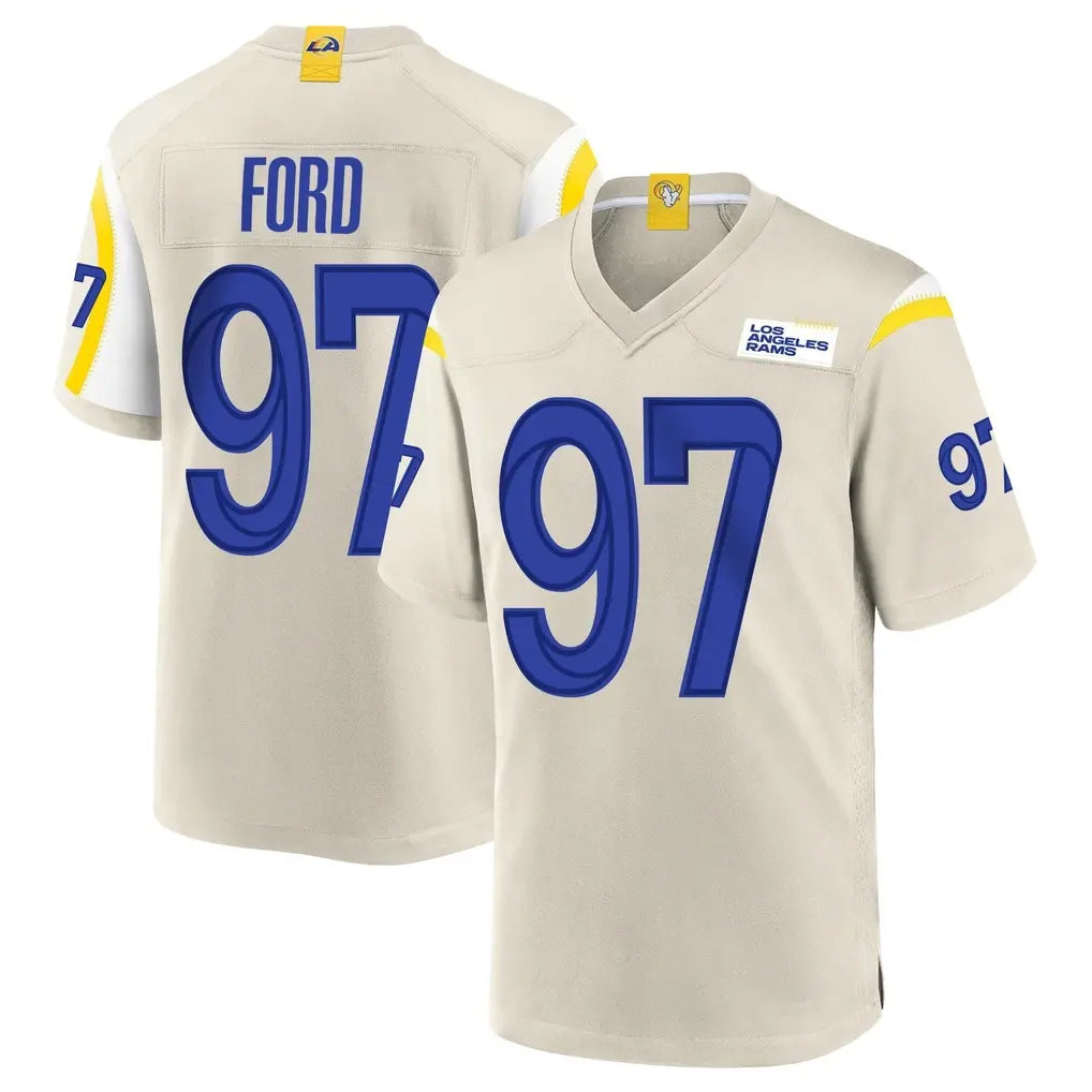 Yuxns LA.Rams #97 Poona Ford Player Bone Home Game Stitched Jerseys