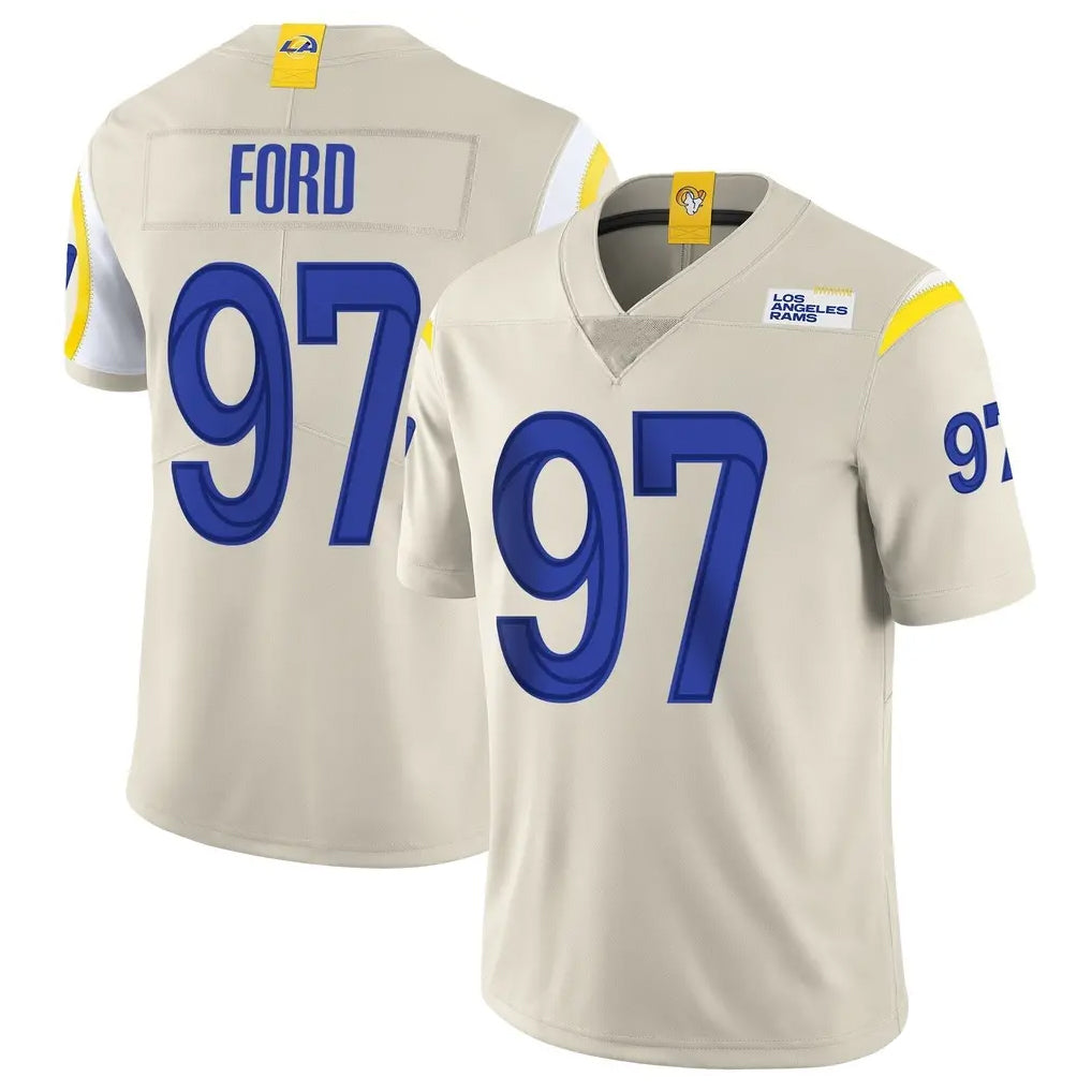 Yuxns LA.Rams #97 Poona Ford Player Bone Limited Vapor Home Game Stitched Jerseys