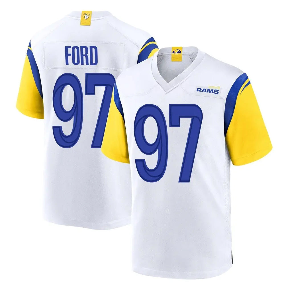 Yuxns LA.Rams #97 Poona Ford Player White Home Game Stitched Jerseys