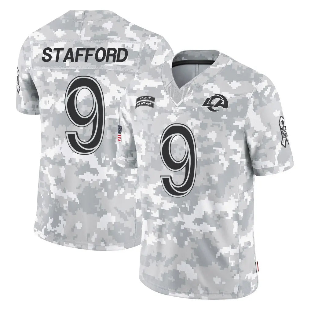 Yuxns LA.Rams #9 Matthew Stafford Player Arctic Camo Salute To Service Limited Game Stitched Jerseys
