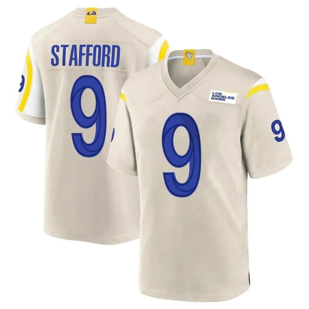 Yuxns LA.Rams #9 Matthew Stafford Player Bone Home Game Stitched Jerseys