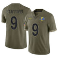 Yuxns LA.Rams #9 Matthew Stafford Player Olive Salute To Service Limited Stitched Jerseys