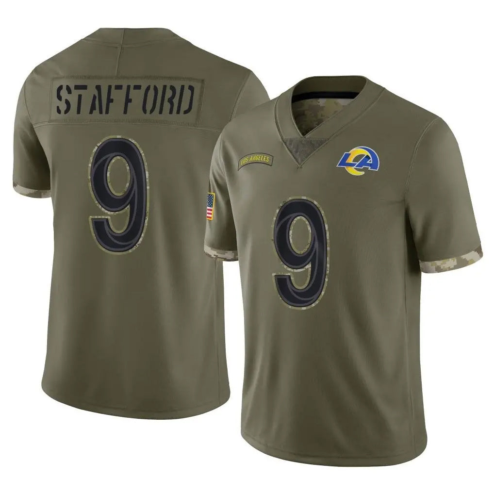 Yuxns LA.Rams #9 Matthew Stafford Player Olive Salute To Service Limited Stitched Jerseys