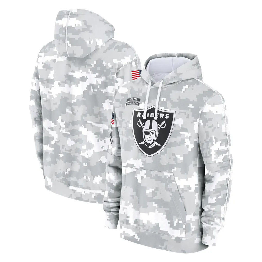 Yuxns LV.Raiders Arctic Camo Salute to Service Hoodies Limited Game Blank Player Stitched Jerseys