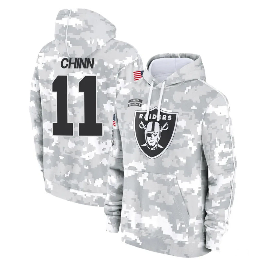 Yuxns LV.Raiders #11 Jeremy Chinn Player Arctic Camo Salute to Service Hoodies Limited Game Stitched Jerseys