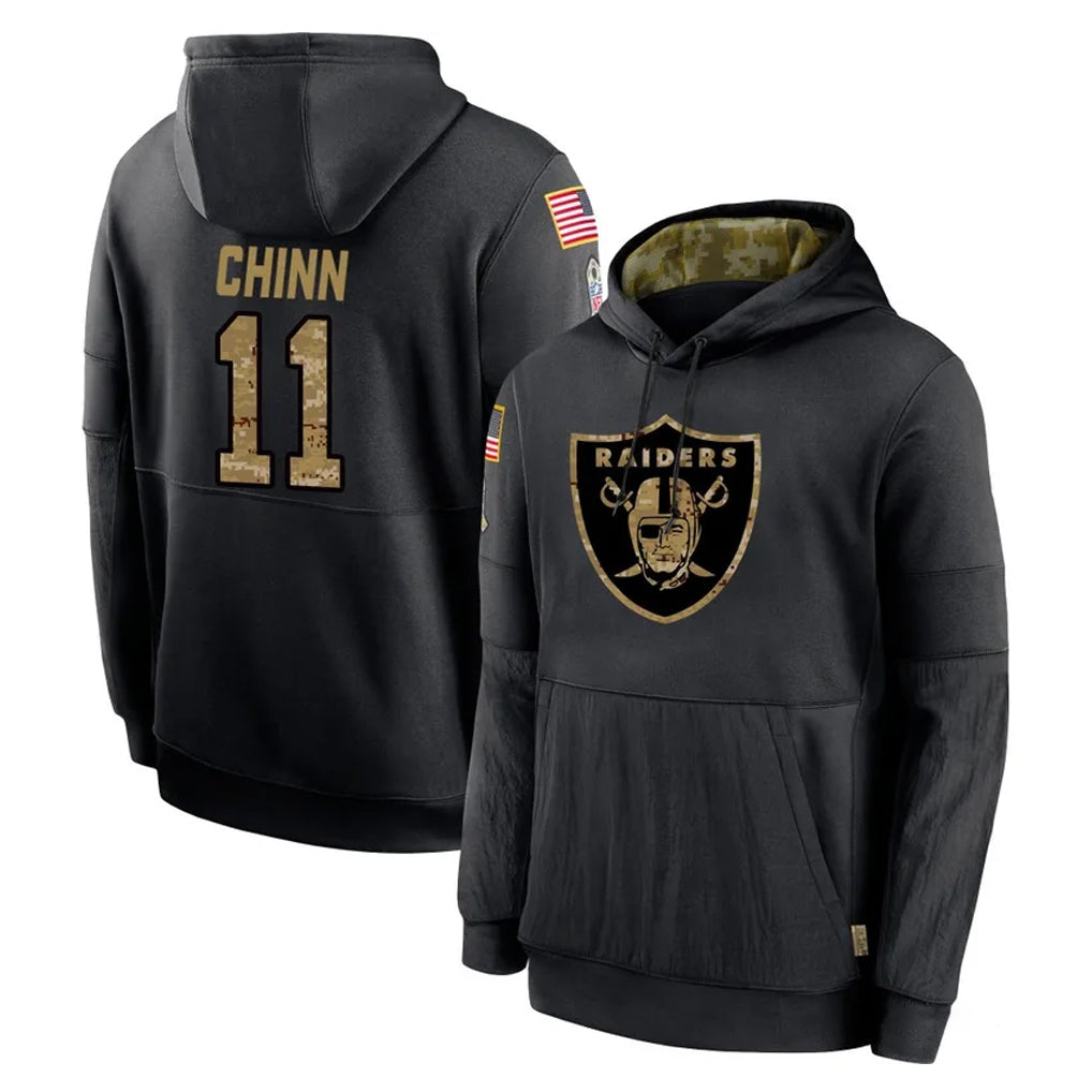 Yuxns LV.Raiders #11 Jeremy Chinn Player Black Salute to Service Hoodies Limited Game Stitched Jerseys