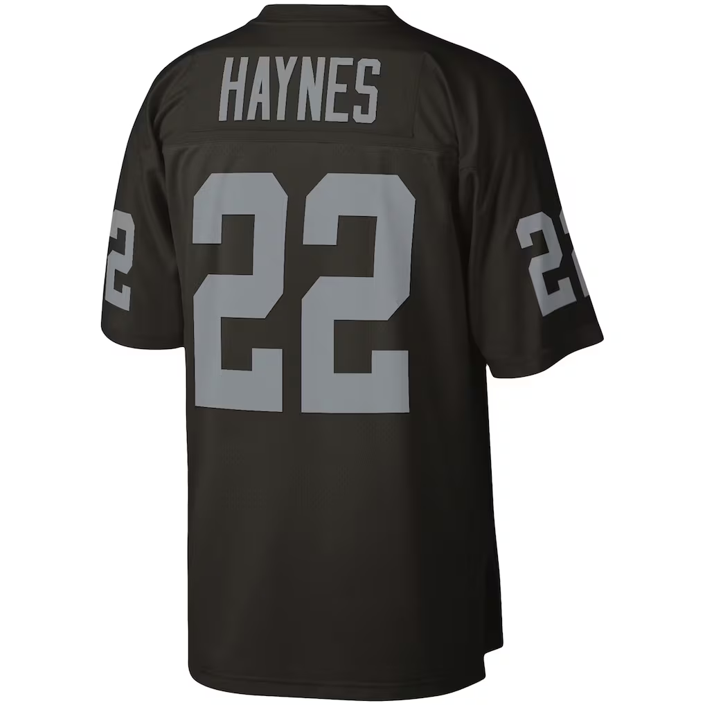 Yuxns LV.Raiders #22 Mike Haynes Mitchell & Ness Black Legacy Replica Stitched Jerseys