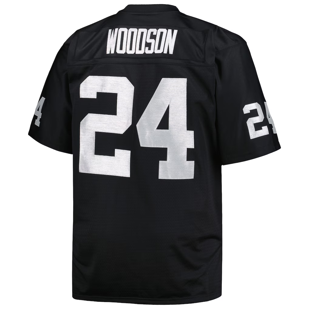 Yuxns LV.Raiders #24 Charles Woodson Mitchell & Ness Black Big & Tall 1998 Retired Player Replica Stitched Jerseys