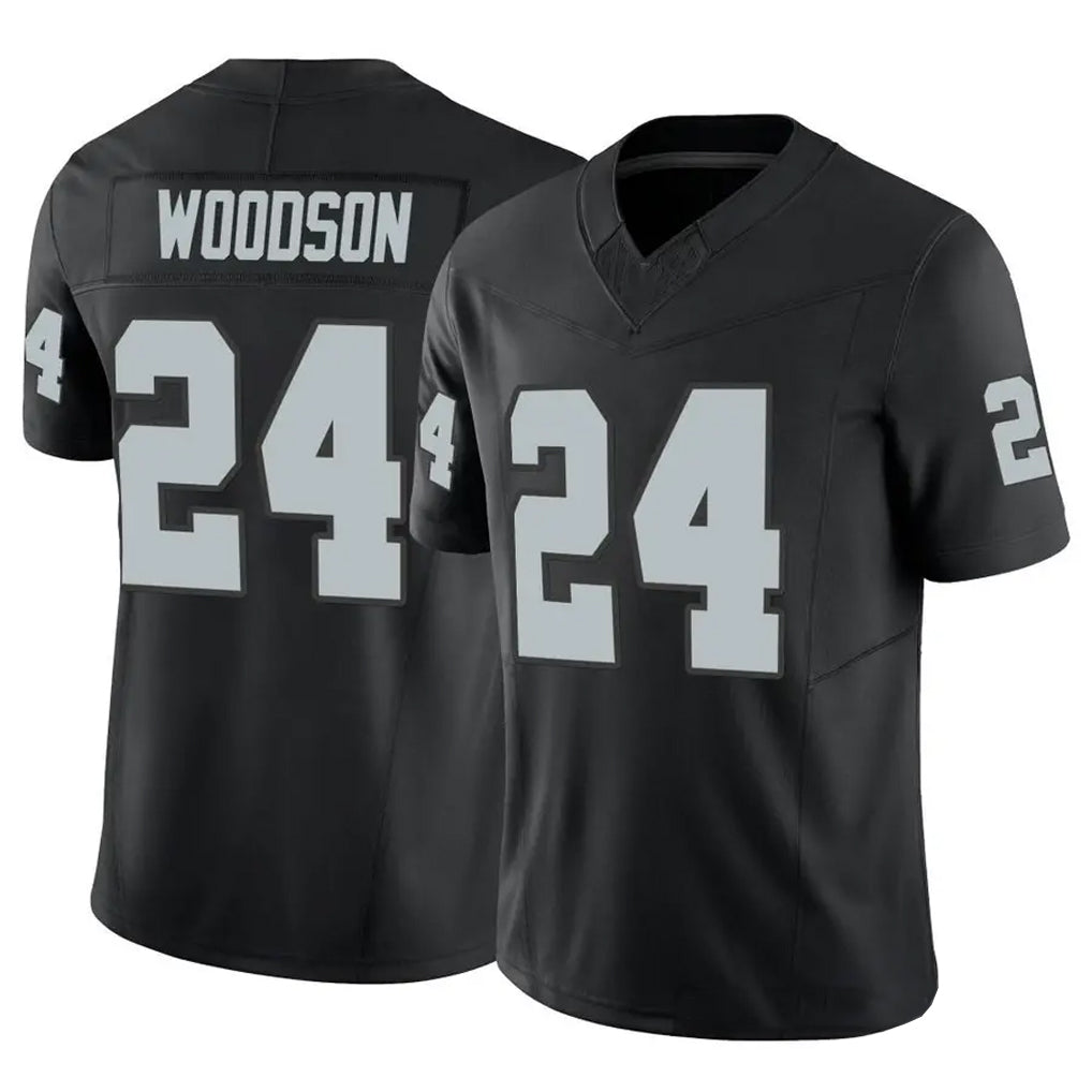 Yuxns LV.Raiders #24 Charles Woodson Player Black Vapor F.U.S.E Limited Stitched Jerseys