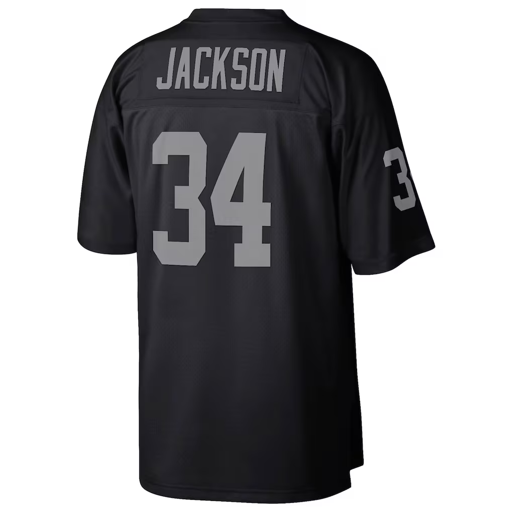 Yuxns  LV.Raiders #34 Bo Jackson Mitchell & Ness Black Legacy Replica Puhic Stitched Jerseys
