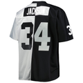 Yuxns LV.Raiders #34 Bo Jackson Mitchell & Ness BlackSilver Big & Tall Split Legacy Retired Player Replica Stitched Jerseys