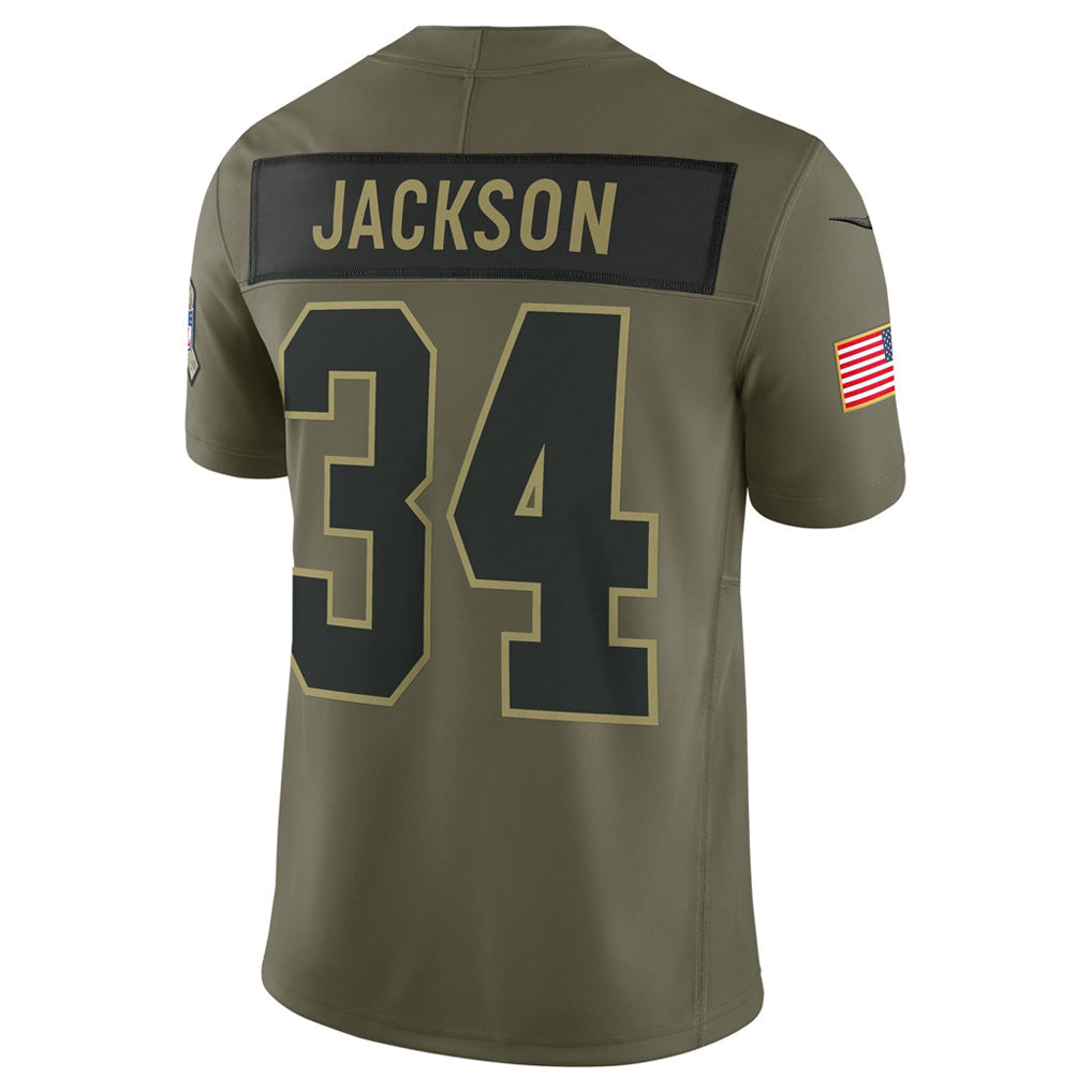 Yuxns LV.Raiders #34 Bo Jackson Player Salute To Service Limited Olive Stitched Jerseys