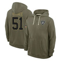 Yuxns LV.Raiders #51 Malcolm Koonce Player Olive Salute to Service Pullover Hoodies Limited Stitched Jerseys