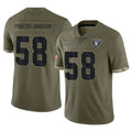 Yuxns LV.Raiders #58 Jackson Powers-Johnson Player Olive Salute To Service Limited Stitched Jerseys