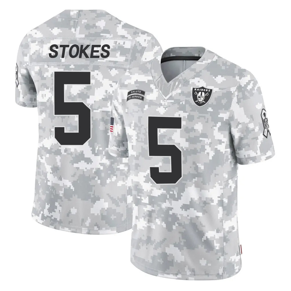 Yuxns LV.Raiders #5 Eric Stokes Player Arctic Camo Salute To Service Limited Game Stitched Jerseys