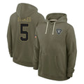 Yuxns LV.Raiders #5 Eric Stokes Player Olive Salute to Service Pullover Hoodies Limited Stitched Jerseys