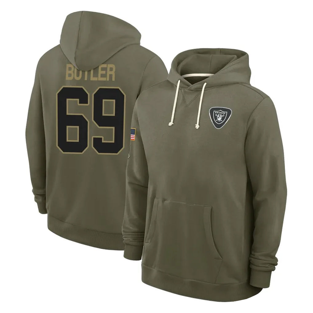 Yuxns LV.Raiders #69 Adam Butler Player Olive Salute to Service Pullover Hoodies Limited Stitched Jerseys