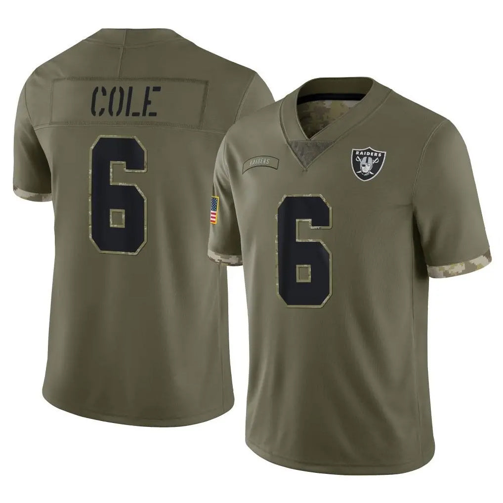 Yuxns LV.Raiders #6 A.J. Cole Player Olive Salute To Service Limited Stitched Jerseys