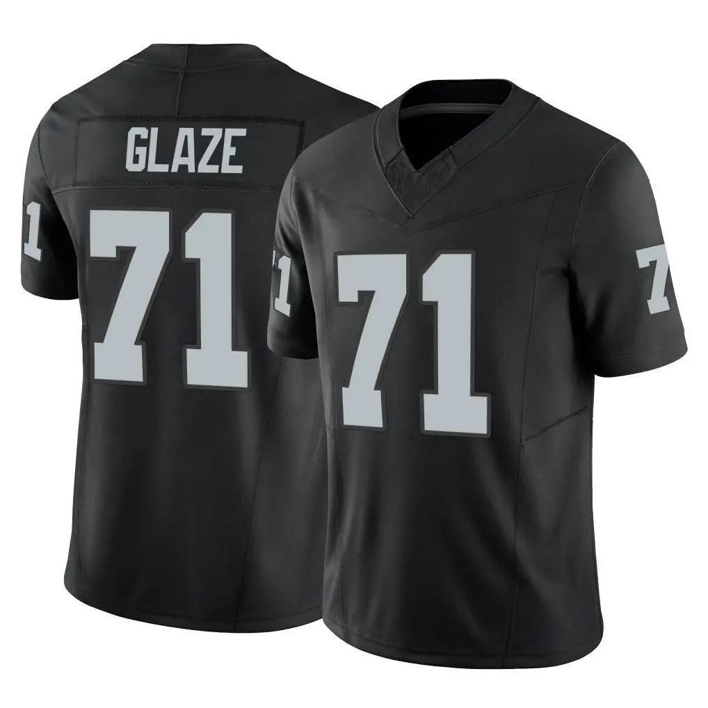 Yuxns LV.Raiders #71 DJ Glaze Player Black Limited Vapor F.U.S.E. Home Game Stitched Jerseys