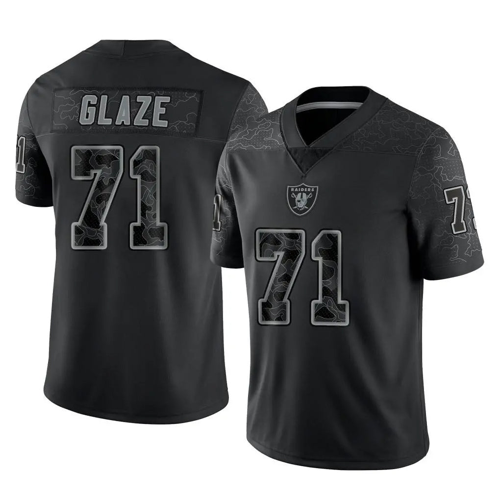 Yuxns LV.Raiders #71 DJ Glaze Player Black Reflective Limited Game Stitched Jerseys