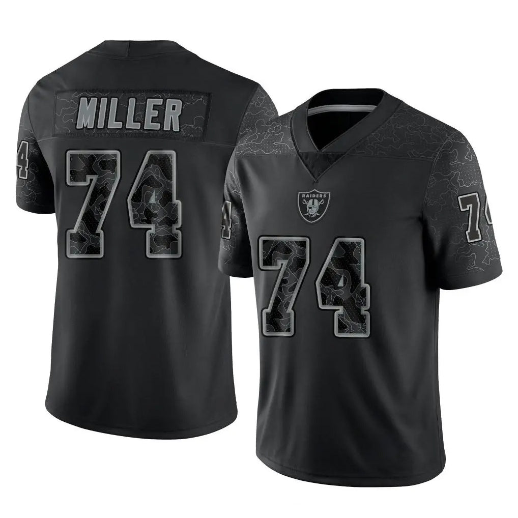 Yuxns LV.Raiders #74 Kolton Miller Player Black Reflective Limited Game Stitched Jerseys