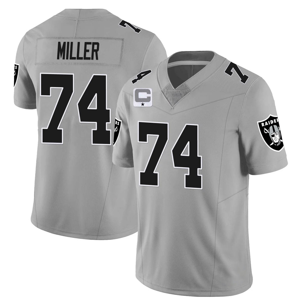 Yuxns LV.Raiders #74 Kolton Miller Player Gray Vapor Limited Home Game Stitched Jerseys