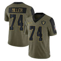 Yuxns LV.Raiders #74 Kolton Miller Player Olive Salute To Service Limited Game Stitched Jerseys