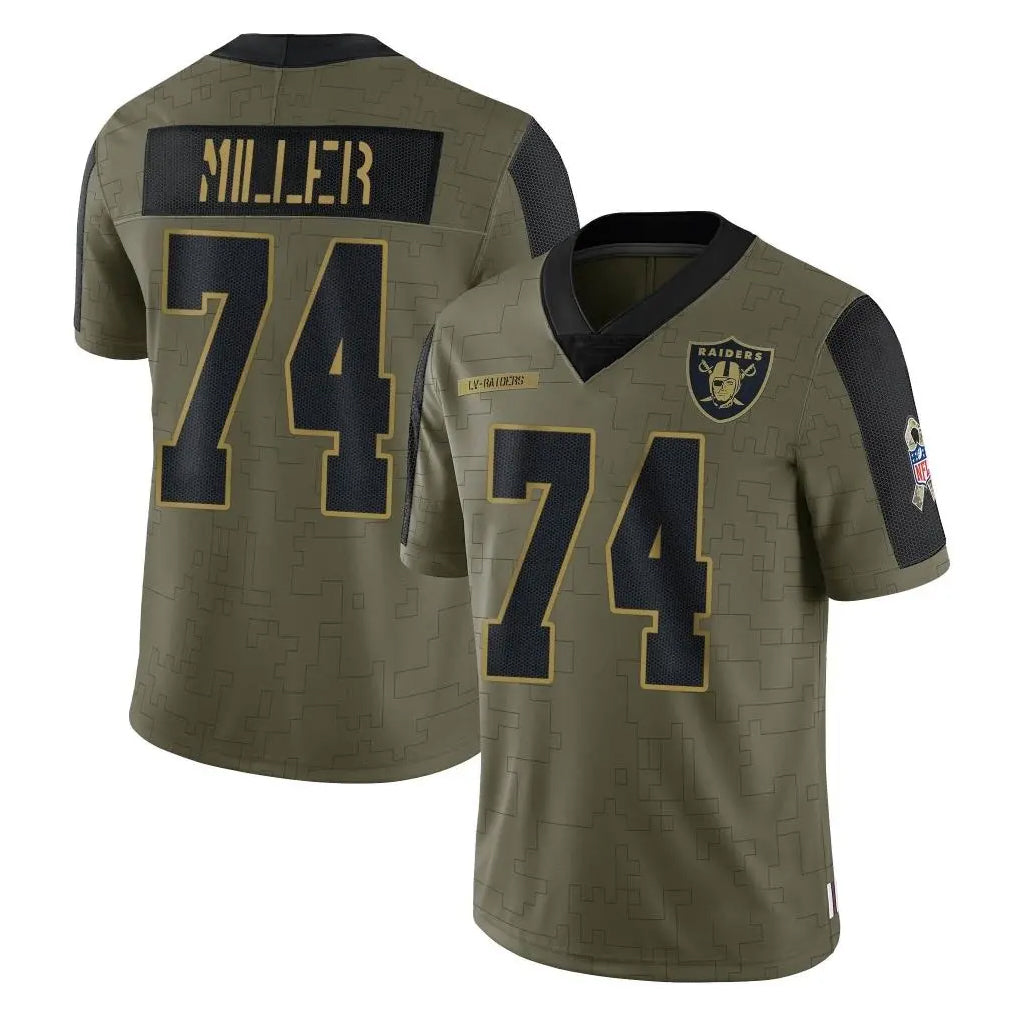 Yuxns LV.Raiders #74 Kolton Miller Player Olive Salute To Service Limited Game Stitched Jerseys