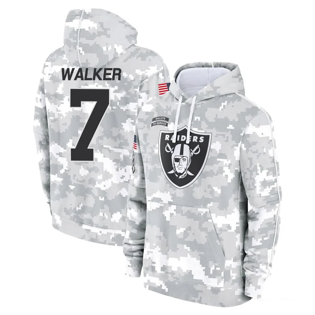 Yuxns LV.Raiders #7 Quay Walker Player Arctic Camo Salute to Service Hoodies Limited Game Stitched Jerseys