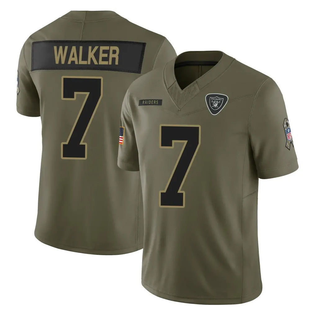 Yuxns LV.Raiders #7 Quay Walker Player Olive 2025 Salute To Service Limited Game Stitched Jerseys