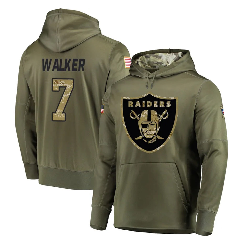 Yuxns LV.Raiders #7 Quay Walker Player Olive Salute to Service Pullover Hoodies Home Game Stitched Jerseys