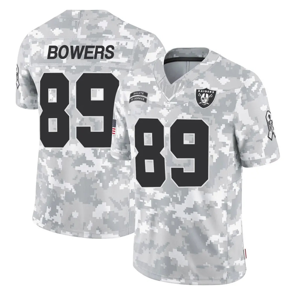 Yuxns LV.Raiders #89 Brock Bowers Player Arctic Camo Salute to Service Limited  Stitched Jerseys
