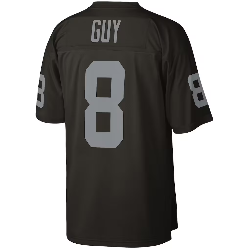 Yuxns  LV.Raiders #8 Ray Guy Mitchell & Ness Black Legacy Replica Stitched Jerseys