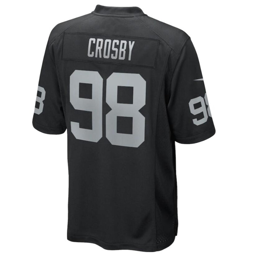 Yuxns LV.Raiders #98 Maxx Crosby Black Game Jersey American Stitched Jerseys