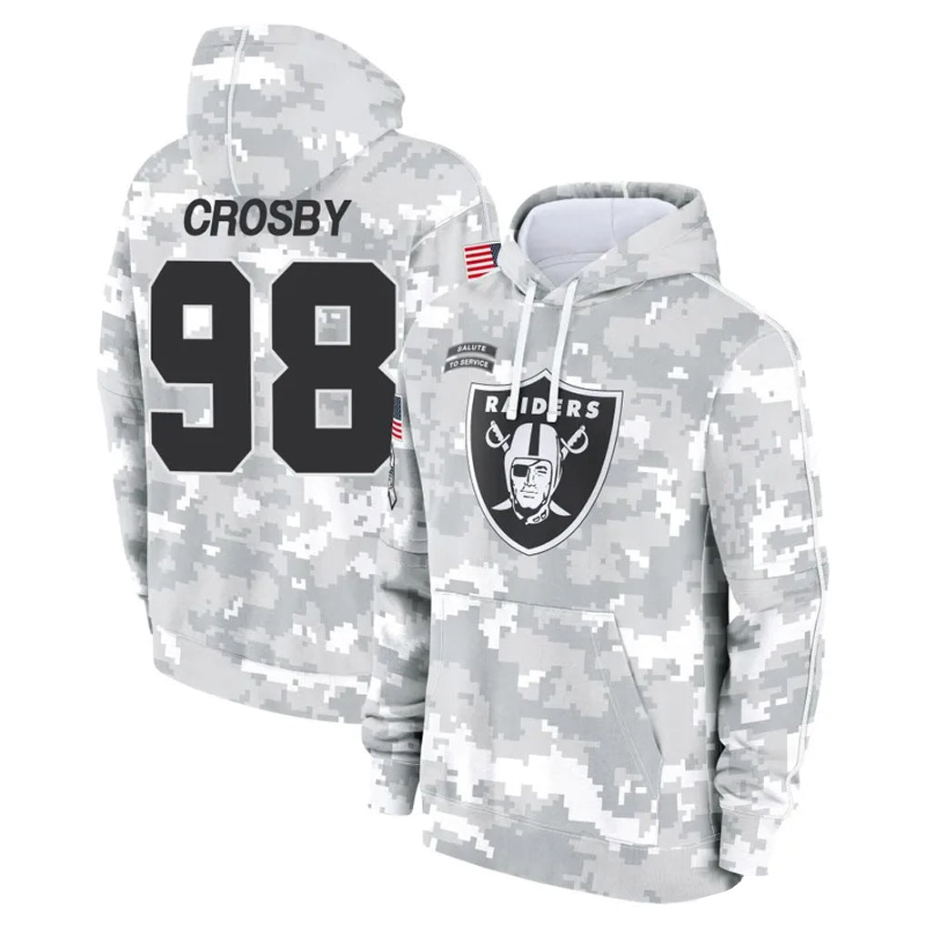 Yuxns LV.Raiders #98 Maxx Crosby Player Salute to Service Hoodies Stitched Jerseys