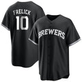 Yuxns M.Brewers #10 Sal Frelick Player Black Game Home Stitched Jerseys