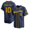 Yuxns M.Brewers #10 Sal Frelick Player Navy Home Limited Stitched Jerseys